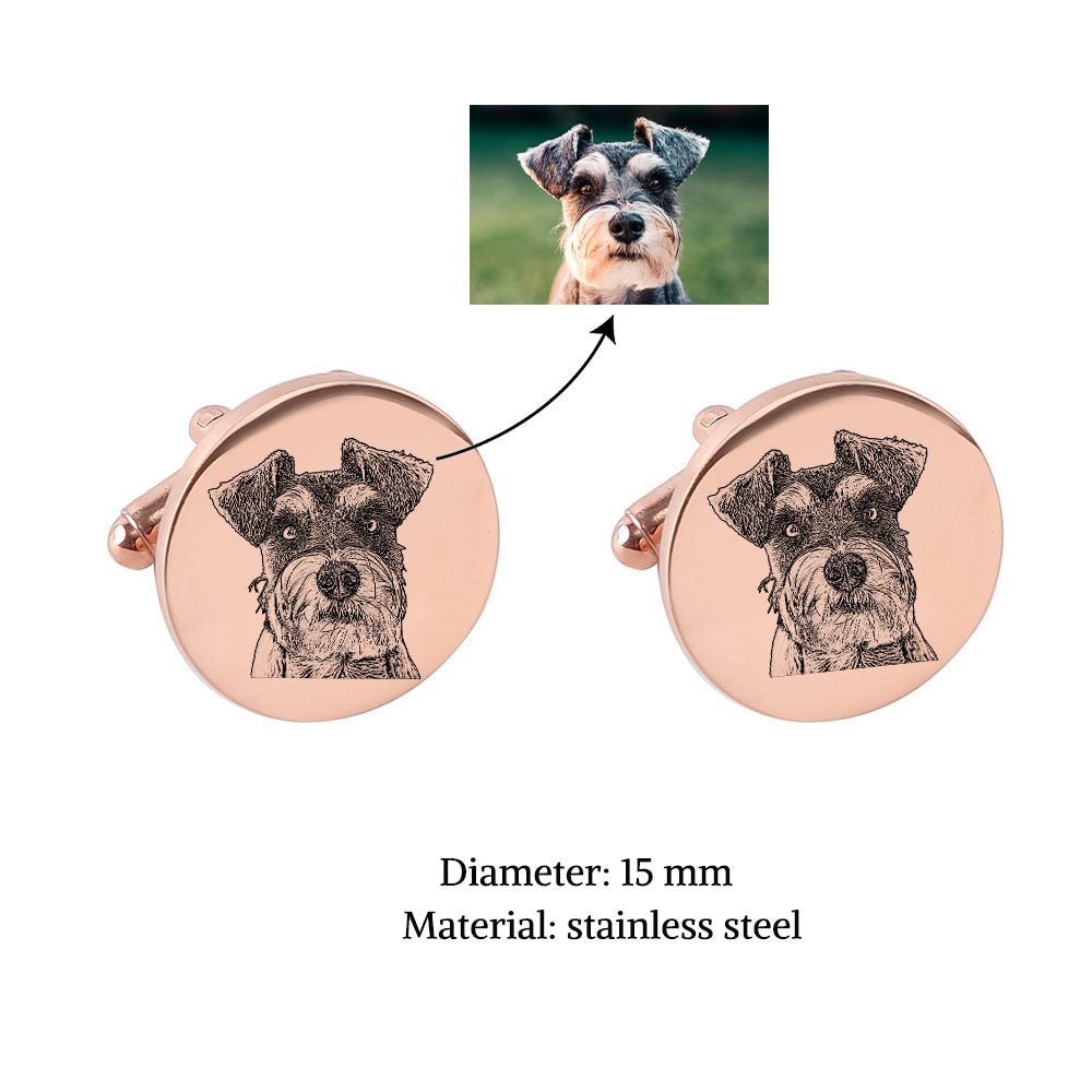 Personalized custom photo cufflinks, stainless steel, gold/rose gold/silver plated, 15mm size.