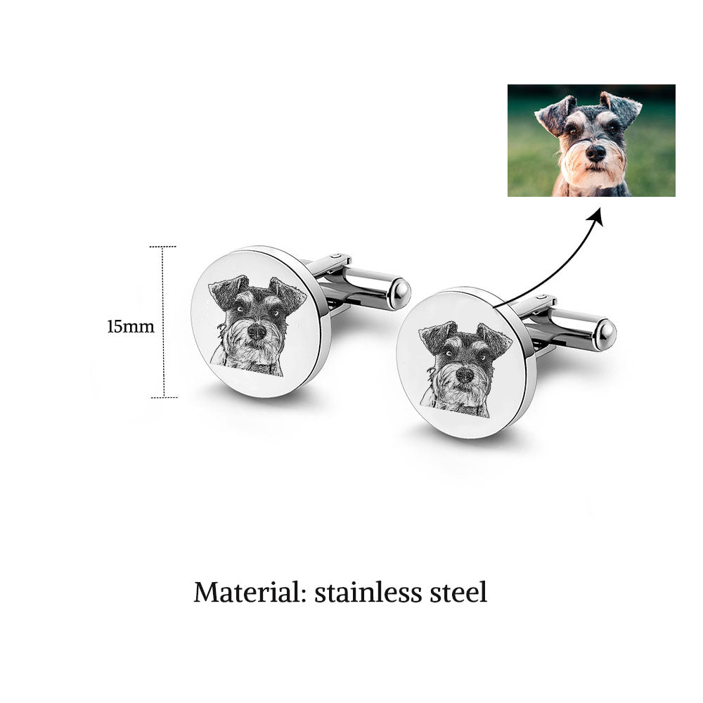 Personalized custom photo cufflinks, stainless steel, gold/rose gold/silver plated, 15mm size.