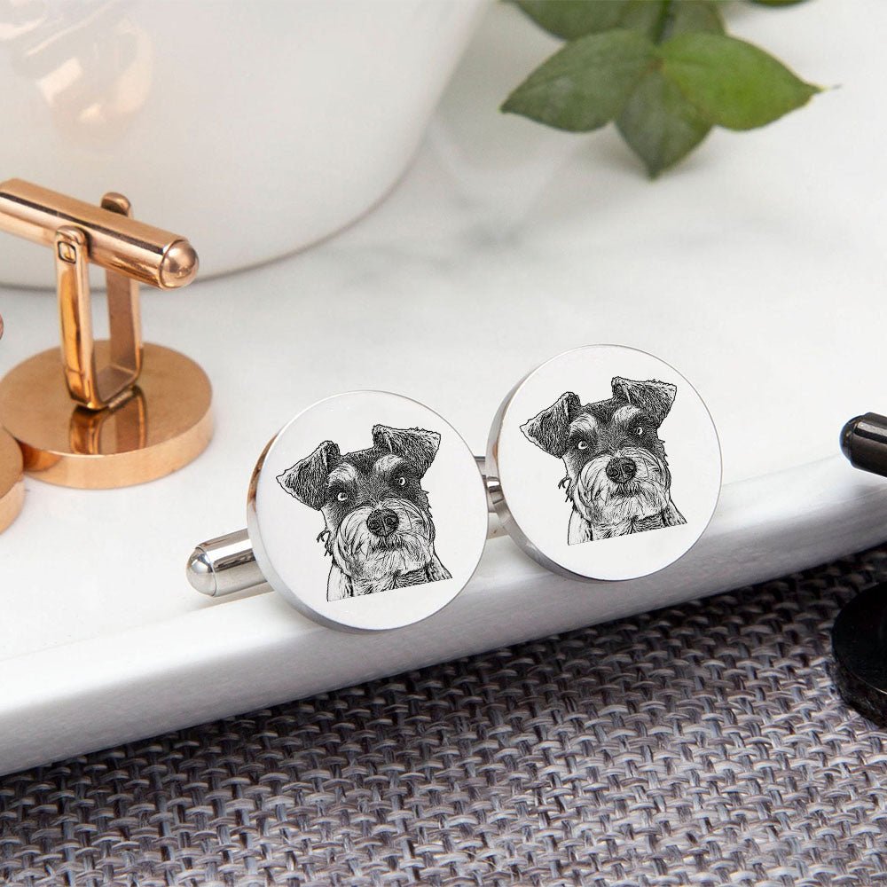 Custom Photo Cufflinks, Personalised Stainless Steel Cufflinks, Gold/ Silver/ Rose Gold Plated - Engraved Memories