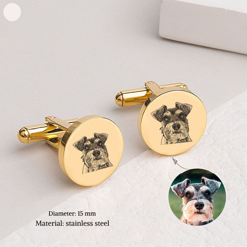 Personalized custom photo cufflinks, stainless steel, gold/rose gold/silver plated, 15mm size.