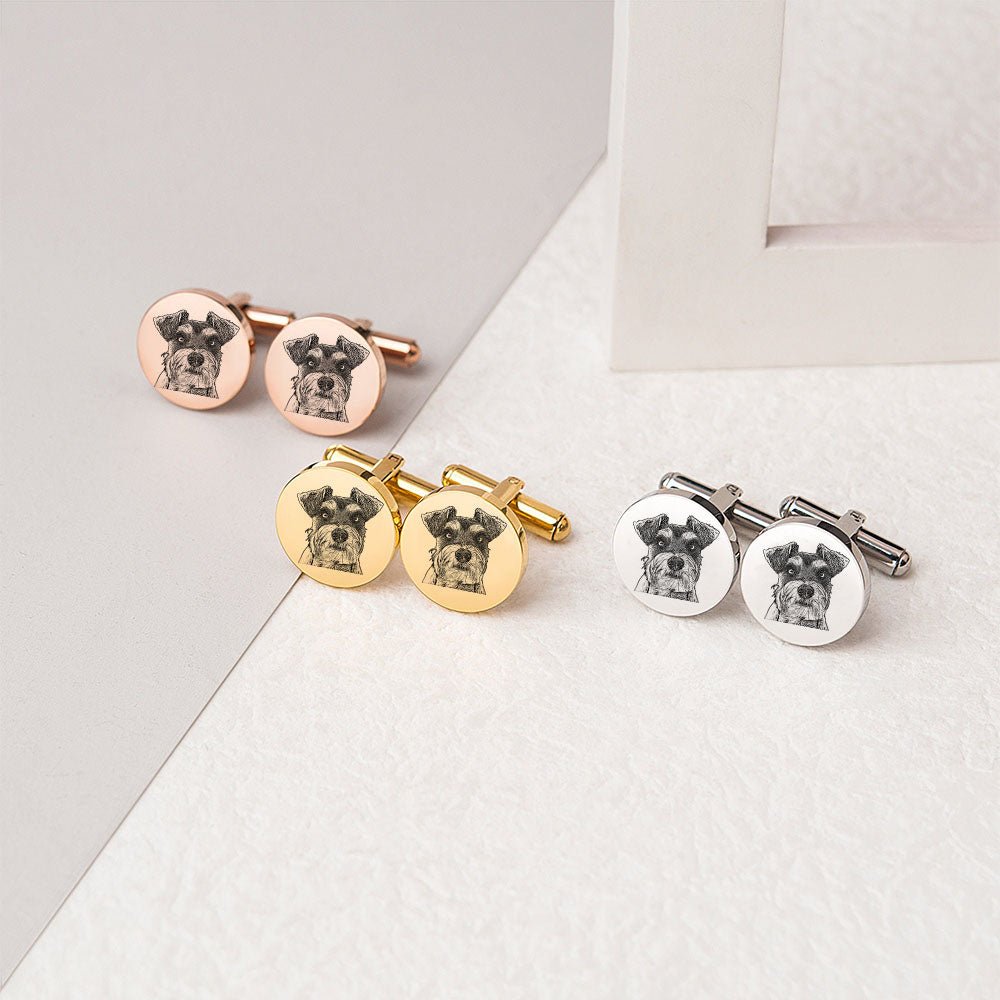 Personalized custom photo cufflinks, stainless steel, gold/rose gold/silver plated, 15mm size.