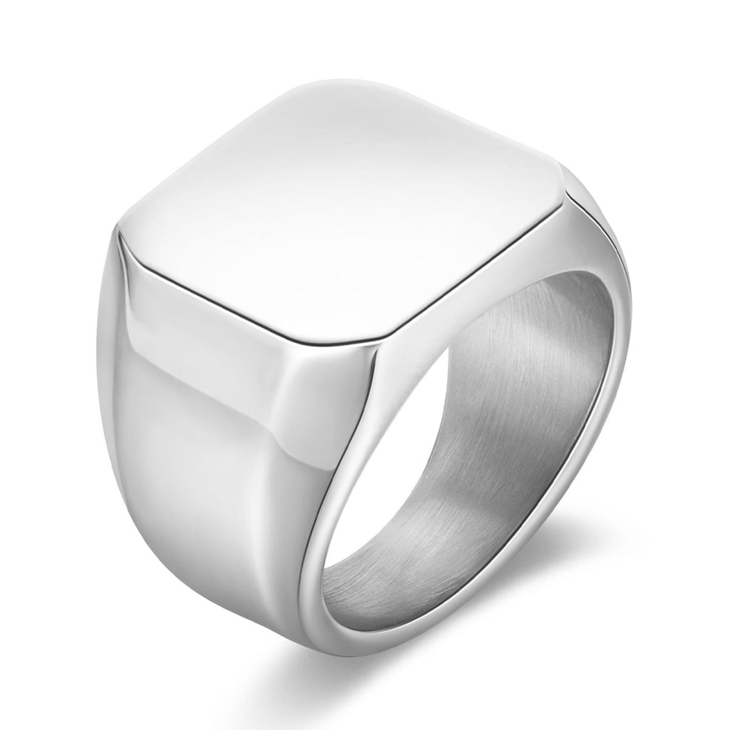 Personalized custom photo ring for men, stainless steel, Father's Day gift, white gold/black/blue plated.