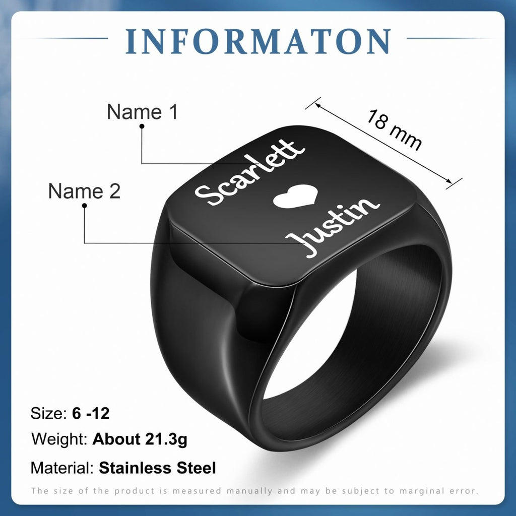 Personalized custom photo ring for men, stainless steel, Father's Day gift, white gold/black/blue plated.
