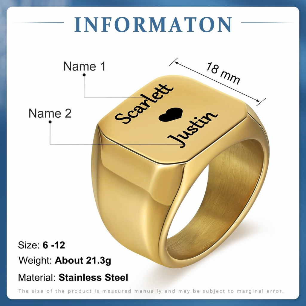 Personalized custom photo ring for men, stainless steel, Father's Day gift, white gold/black/blue plated.