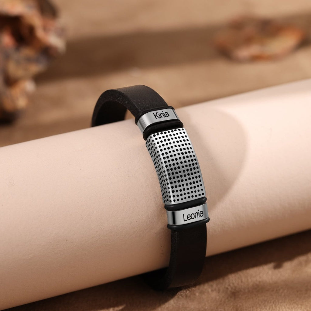 Personalized custom stainless steel men's bracelet, white gold plated, 22cm chain length, 28.7g weight, Father's Day gift.