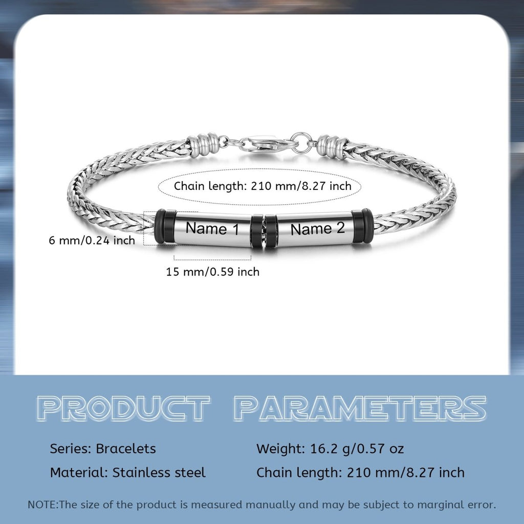 Custom Stainelss Steel Men Bracelet, Father's day Gift for Men - Engraved Memories