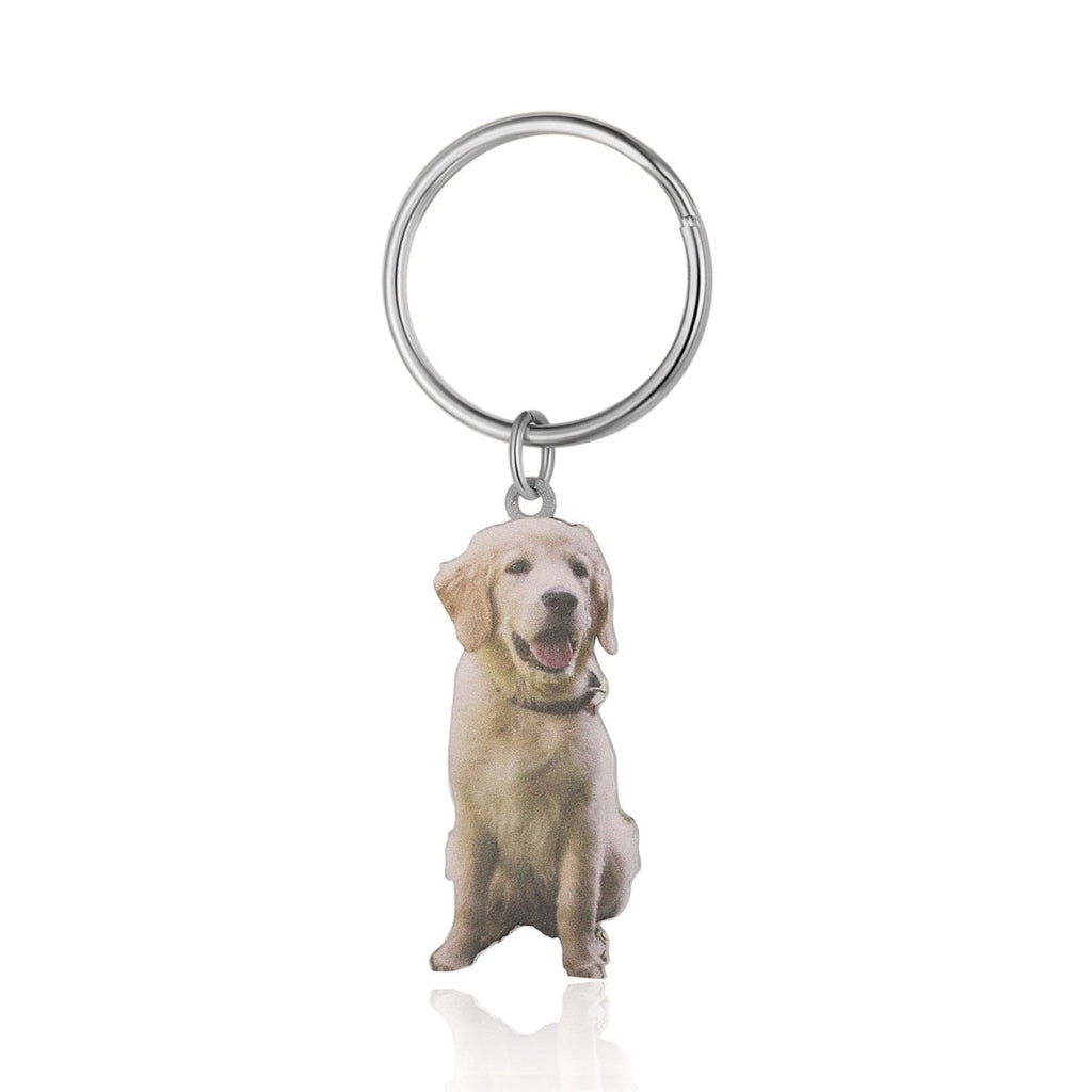 Cutout Pet Keyring, Personalised Colour Dog, Cat, Photo Keychain - Engraved Memories