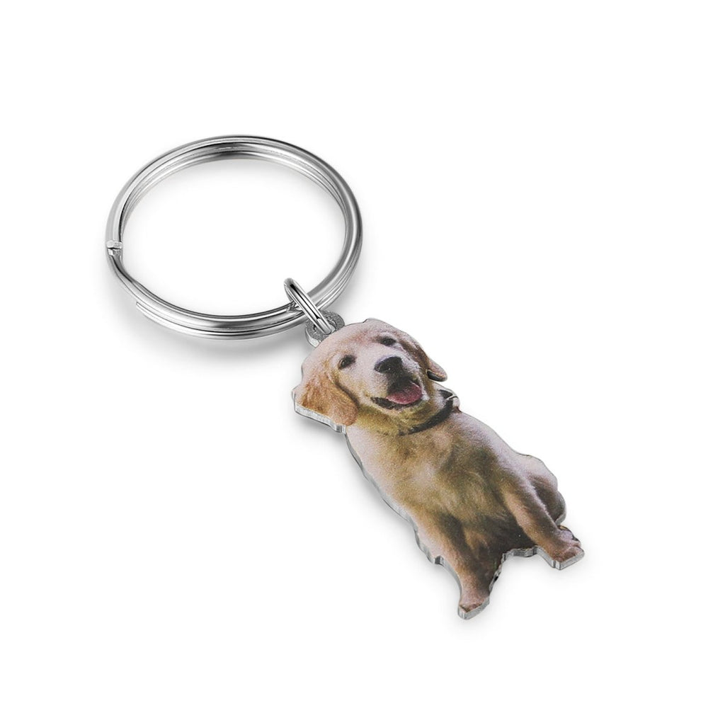 Cutout Pet Keyring, Personalised Colour Dog, Cat, Photo Keychain - Engraved Memories