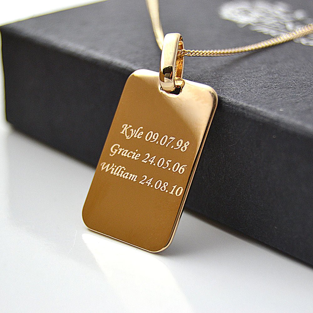Extra Large Plain, Blank Dog Tag Pendant, Charm in 18K White Gold