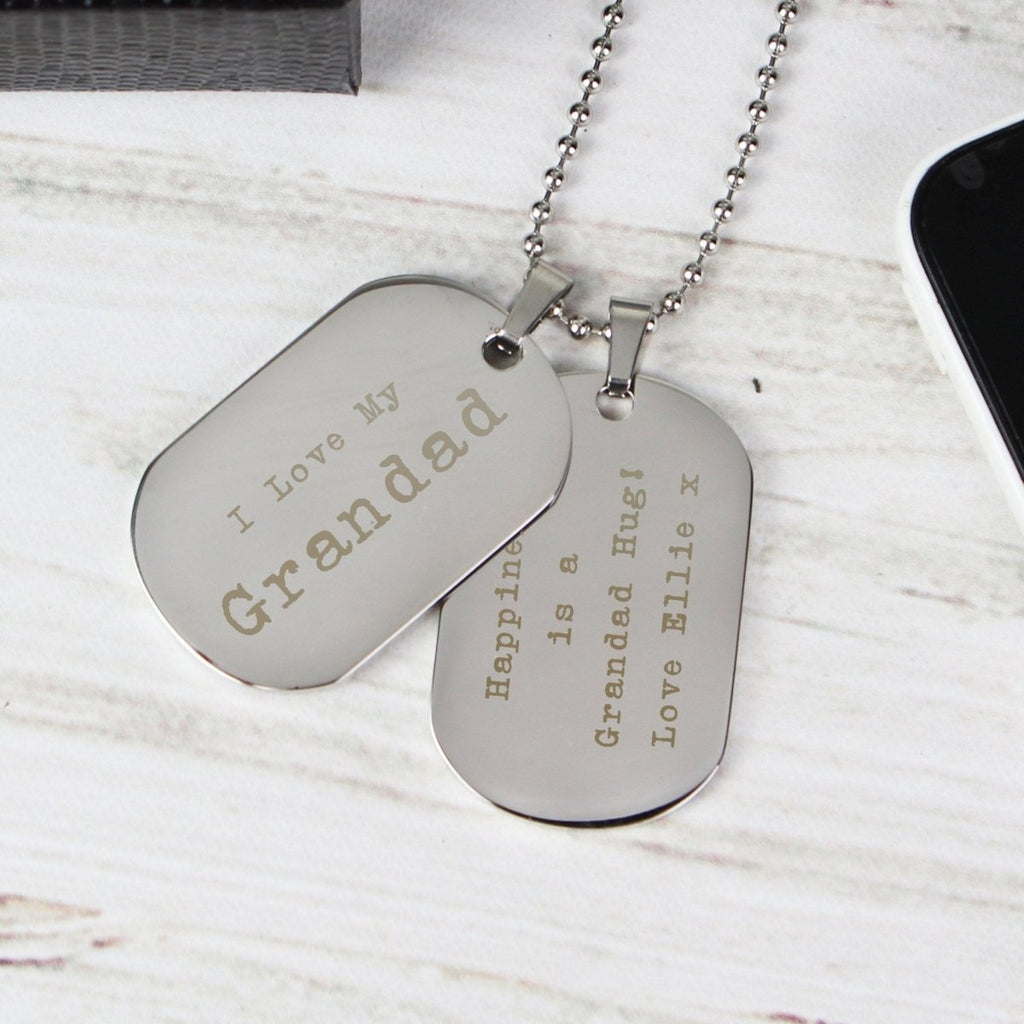 Double Dog Tag with ball Necklace, Prsonalised message Steel Men's Pendants, Father's day Gift, Dog Tag Necklace - Engraved Memories