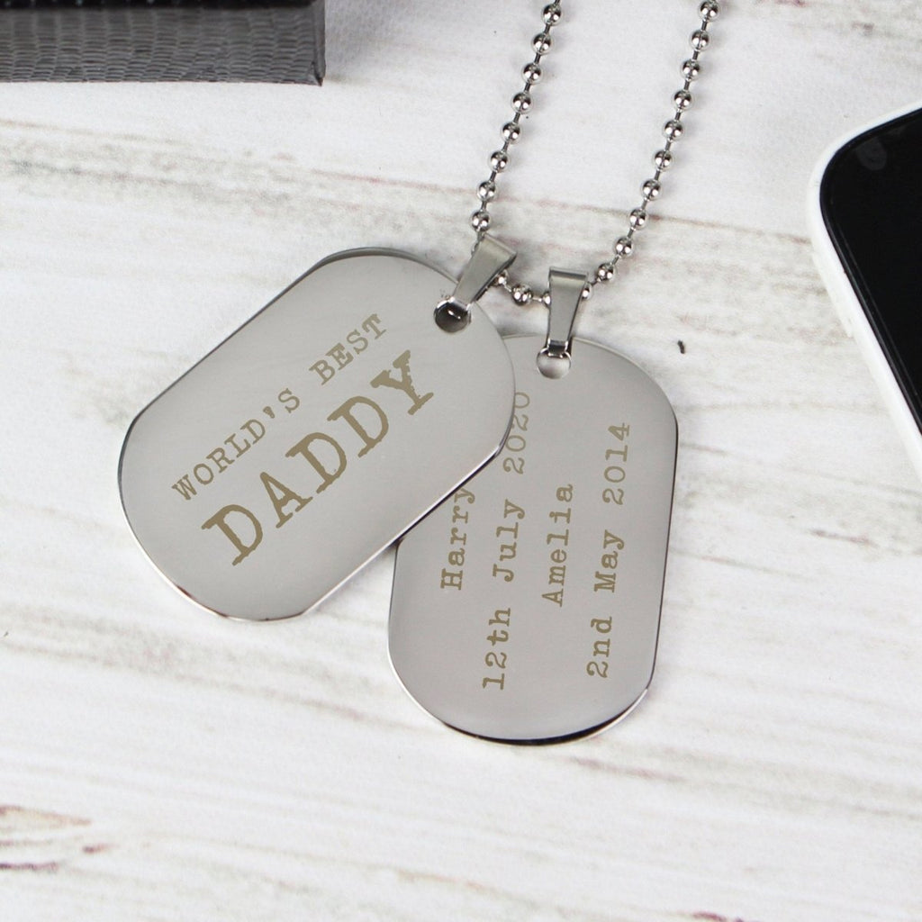 Locket Personalized Father's Day Necklace Double Dog Tag