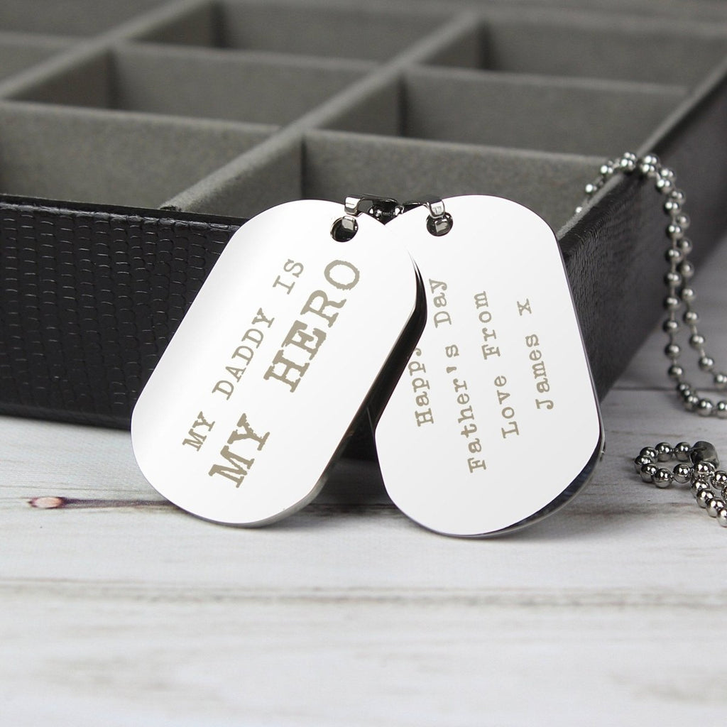 Double Dog Tag with ball Necklace, Prsonalised message Steel Men's Pendants, Father's day Gift, Dog Tag Necklace - Engraved Memories