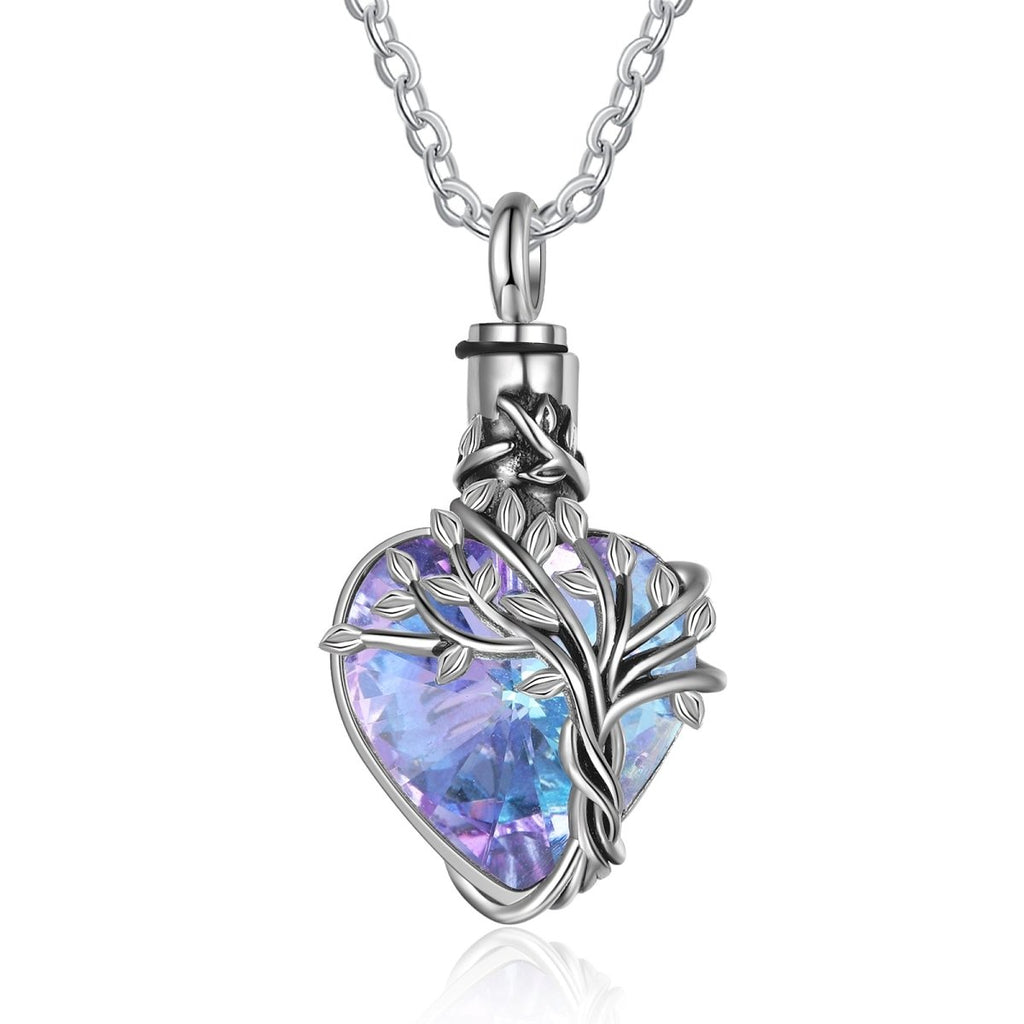 Elegant Heart-Shaped Crystal Ash Necklace - Keep Loved Ones Close, Memorial Cremation Necklace - Engraved Memories