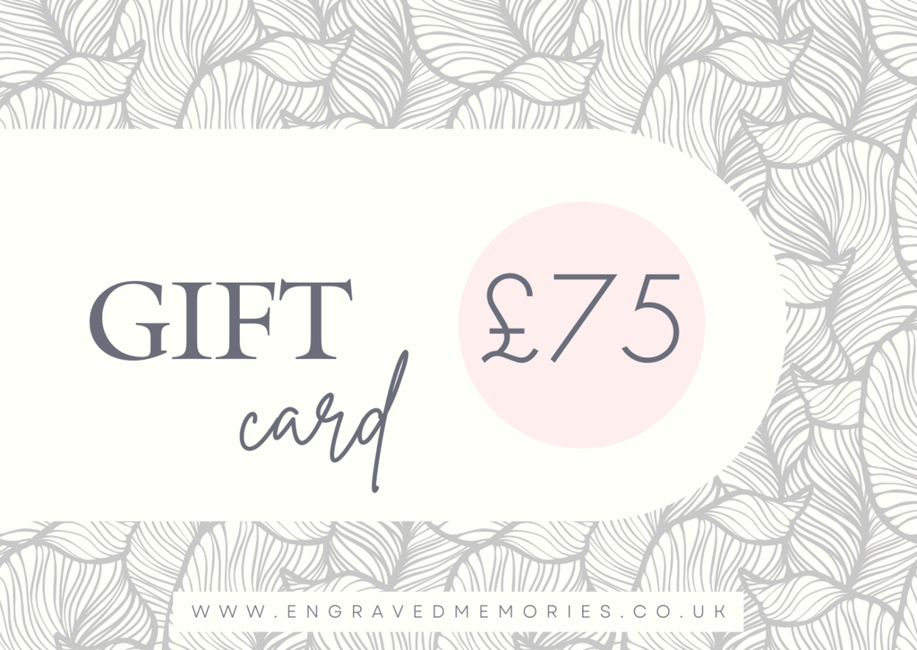 Engraved Memories gift card, personalized, flexible value, perfect for choosing custom keepsakes.