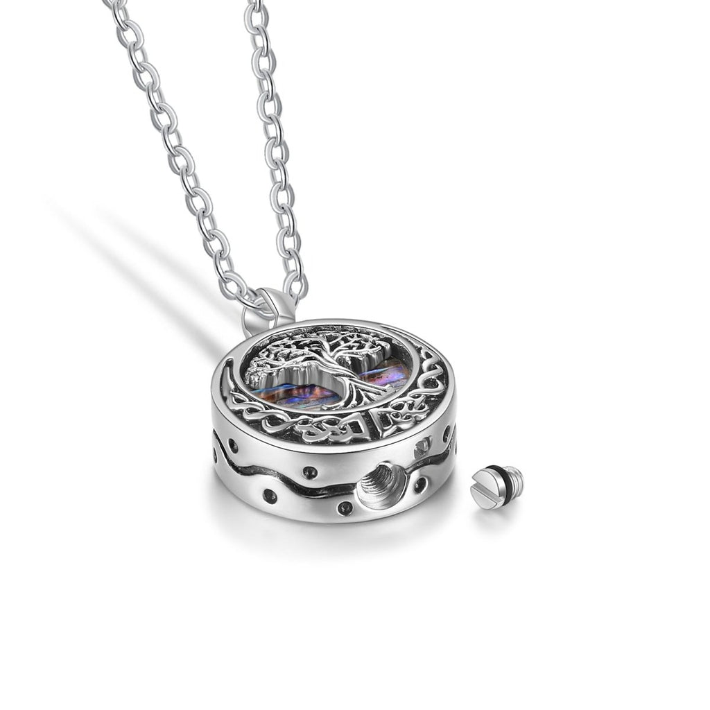 Personalized Family Tree ashes necklace, memorial pendant, 45+5cm, stainless steel, 23.9g.
