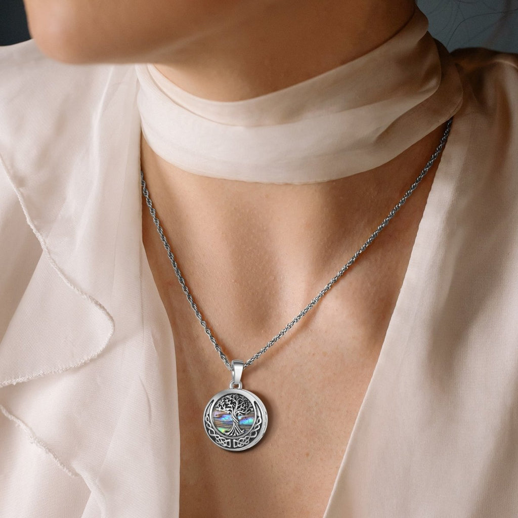 Personalized Family Tree ashes necklace, memorial pendant, 45+5cm, stainless steel, 23.9g.