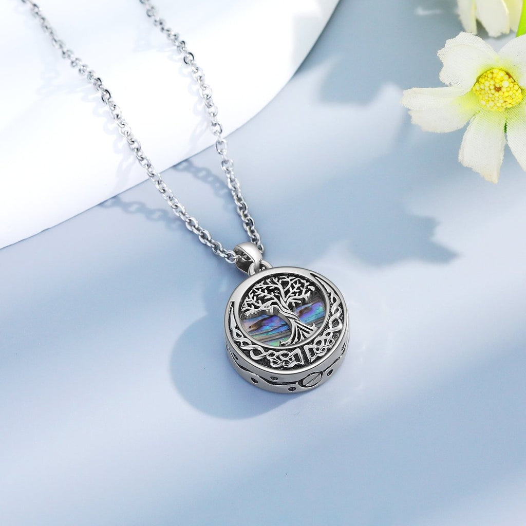 Personalized Family Tree ashes necklace, memorial pendant, 45+5cm, stainless steel, 23.9g.