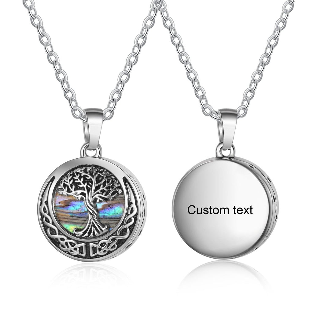 Personalized Family Tree ashes necklace, memorial pendant, 45+5cm, stainless steel, 23.9g.