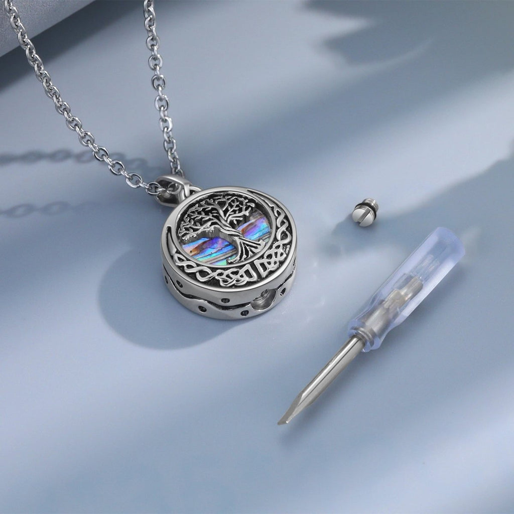 Personalized Family Tree ashes necklace, memorial pendant, 45+5cm, stainless steel, 23.9g.