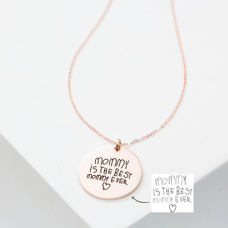 Personalized sterling silver fingerprint necklace, custom engraving, available in small/large sizes.