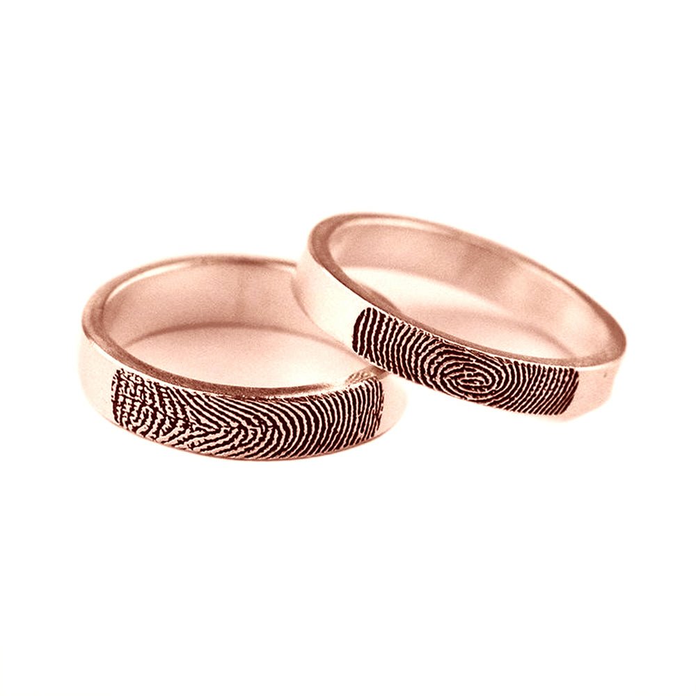 Personalized his & hers fingerprint rings in sterling silver, perfect for couples to cherish forever.
