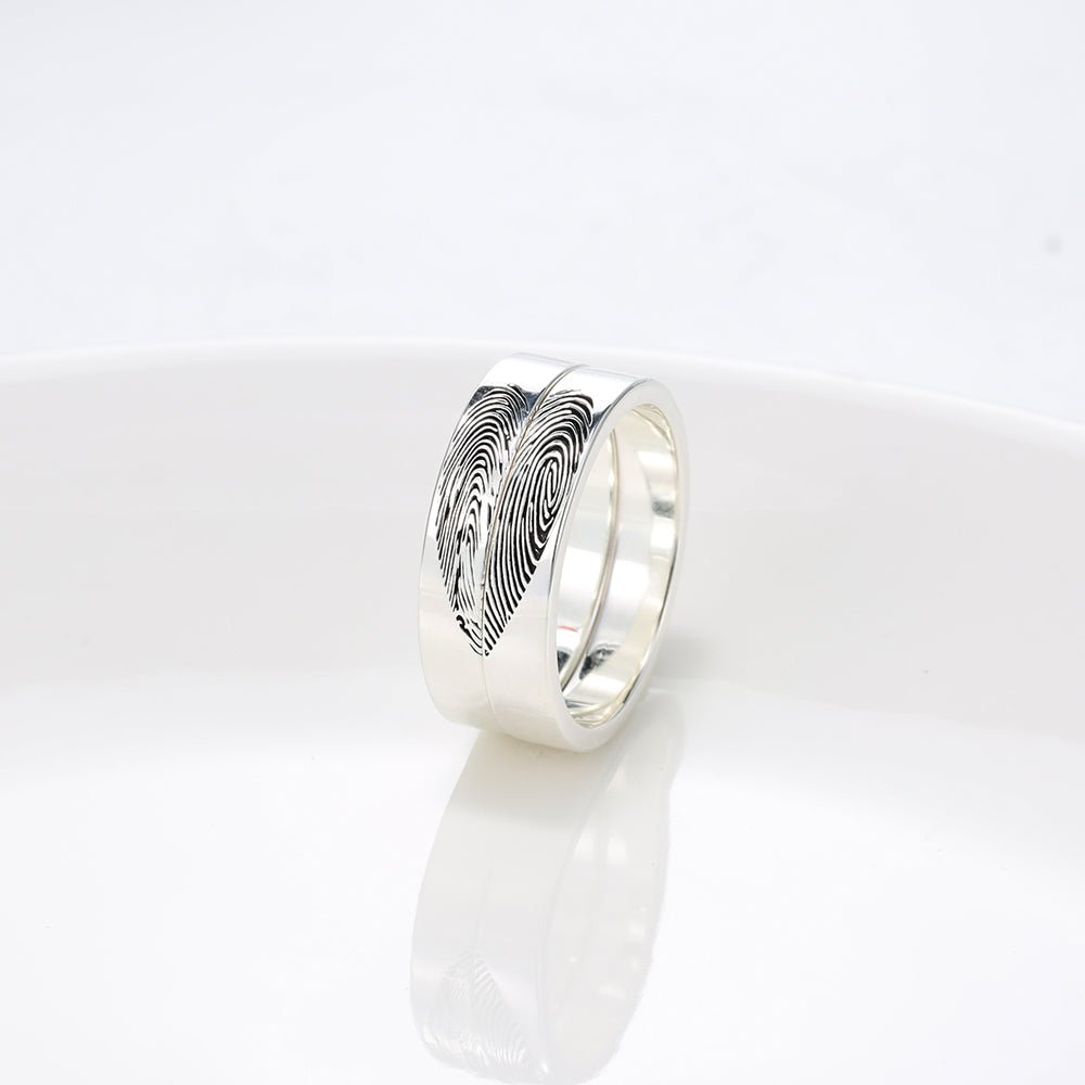 Personalized fingerprint rings in white gold, gold, or rose gold plated, 4mm width, 3g