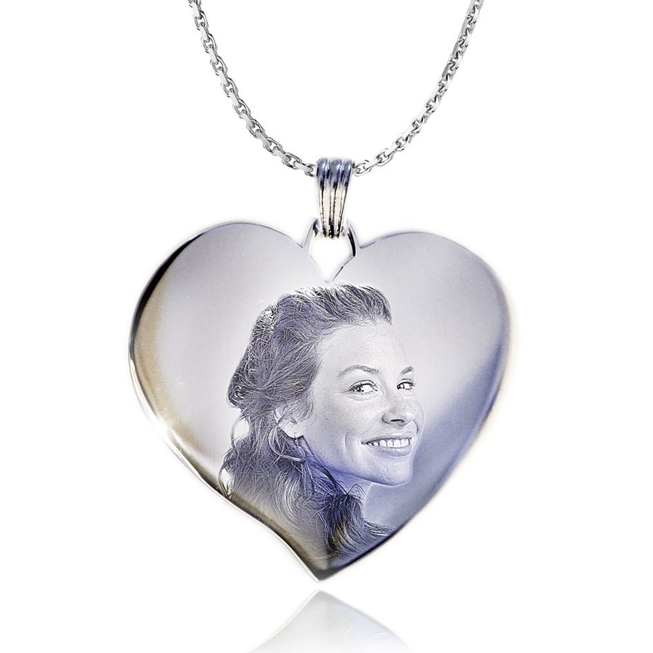 Flared Heart Photo Engraved Pendant Mother's day gift - Engraved Memories