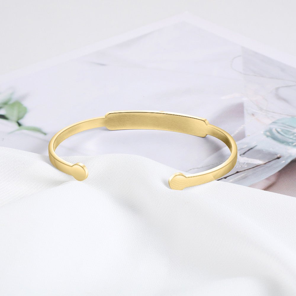 Gold Bangle Bracelet, Personalised Classic Gold Plated Bangle, Stainless Steel Unisex Bangle Bracelet - Engraved Memories