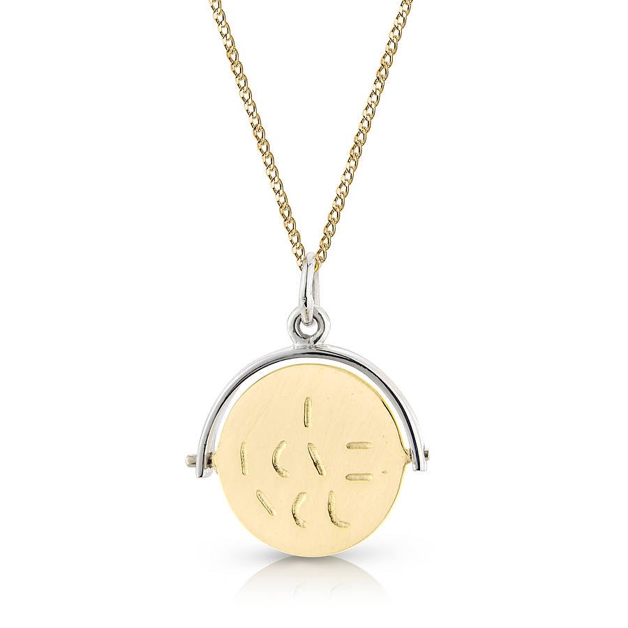 Gold Plated Pendant – Secret Message Spinner Necklace Romantic
