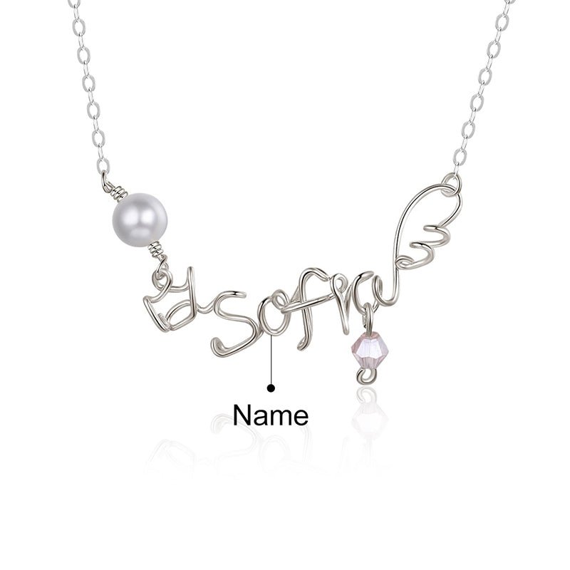 Handmade Name Necklace, Silver Wire Personalised Name Necklace - Engraved Memories