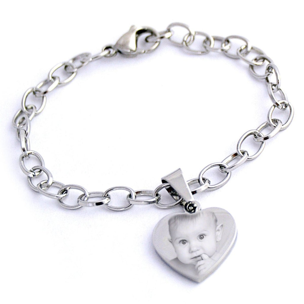 Personalised Stainless Steel Heart Chain Bracelet Mother's day gift - Engraved Memories