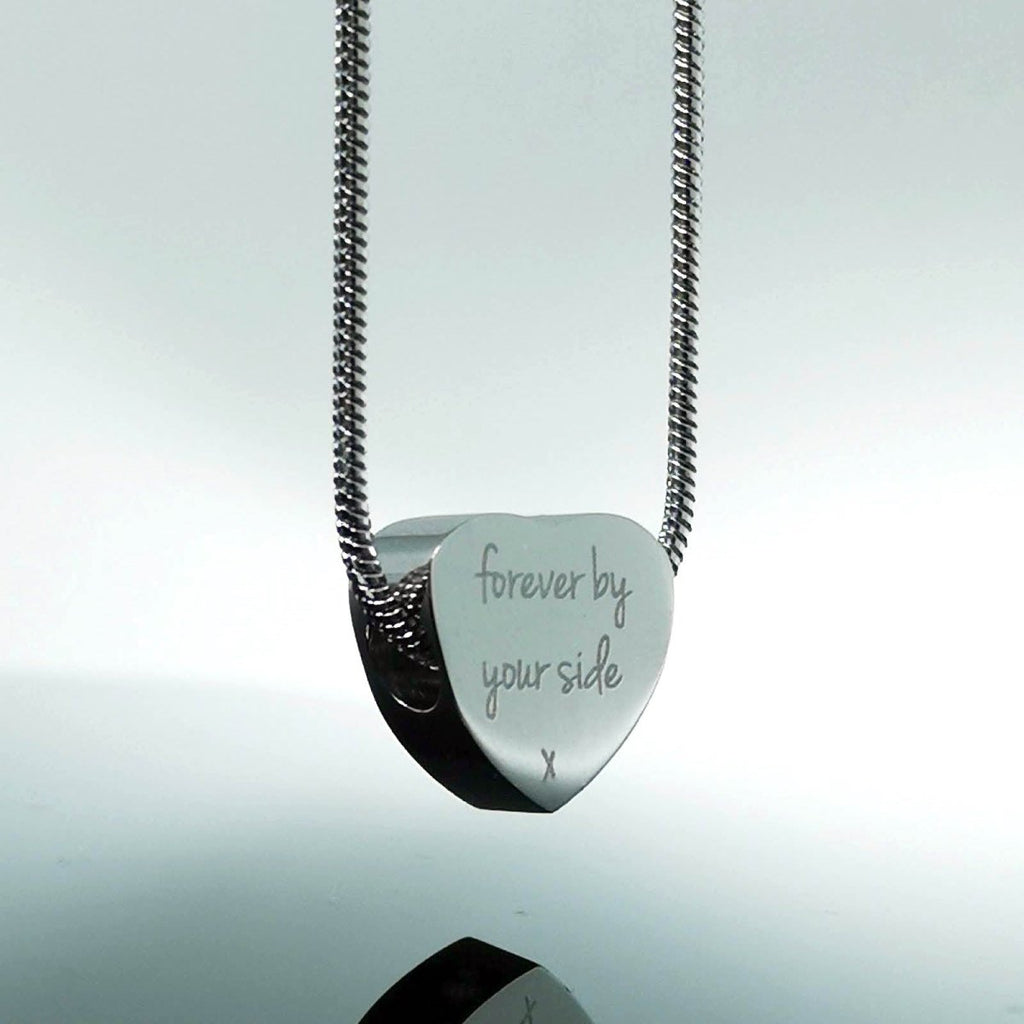 Stainless steel heart charm necklace, 20-inch chain, engravable pendant, mirror polished, waterproof.