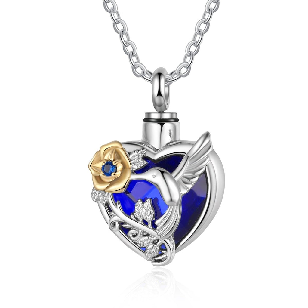 Heart Cremation Pendant – Personalised Birthstone Necklace with