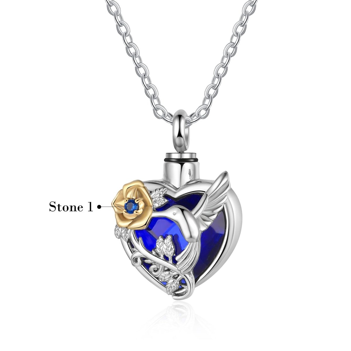 Heart Cremation Pendant – Personalised Birthstone Necklace with
