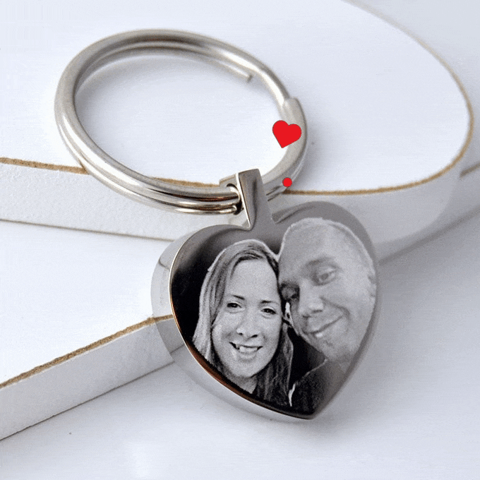 Heart Photo Engraved Keyring, Key Chain Mother's day gift