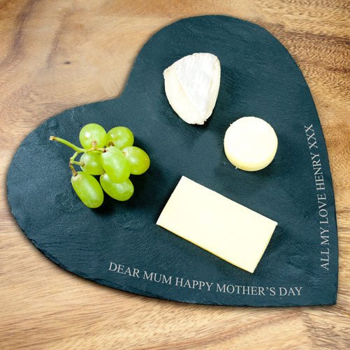 Heart Slate Cheese Board with Personalised Engraving - Engraved Memories