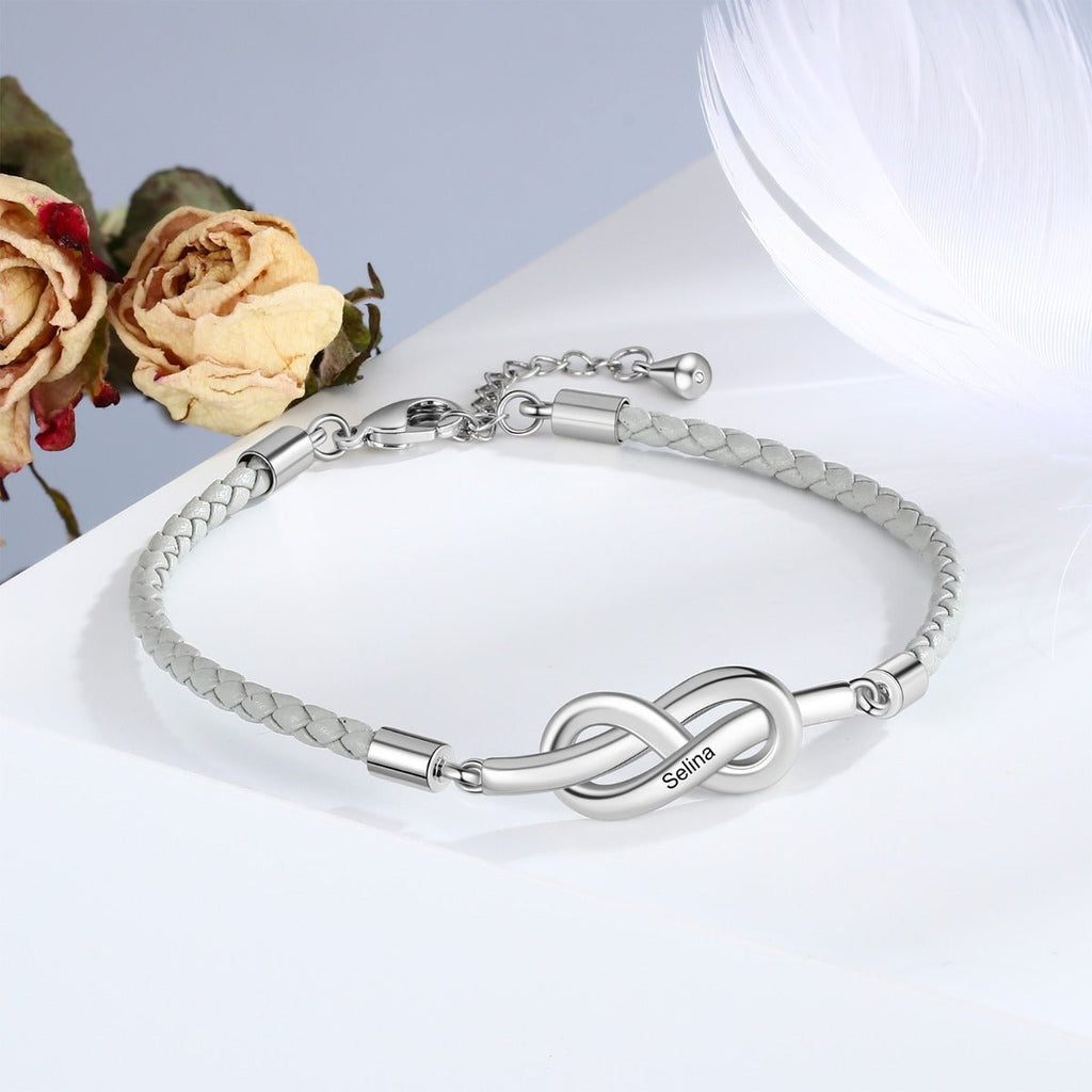 Infinity Knot Couple Bracelet Adjustable, Valentine's day Gift, Wedding Gift Leather Bracelet for Men, Bracelet for Women, Infinity Bracelet - Engraved Memories