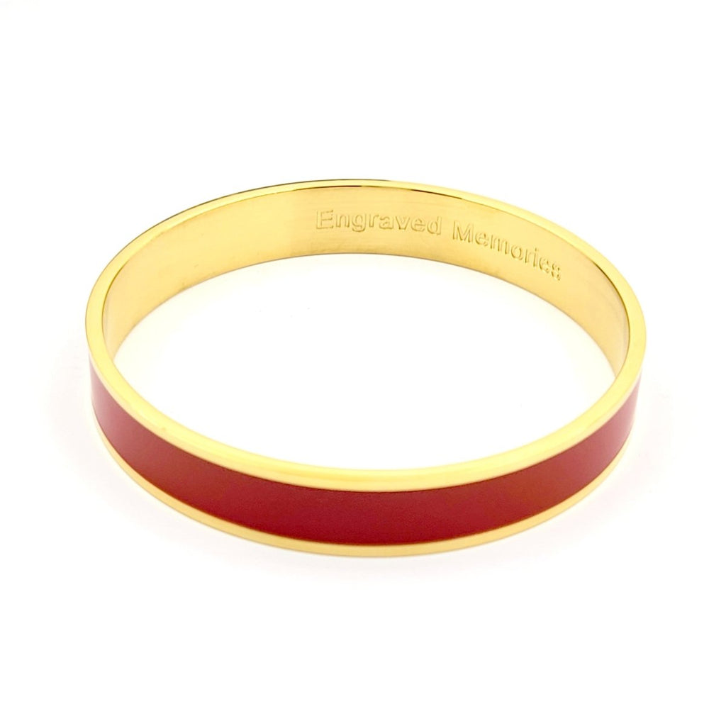 Personalised gold-plated initial letter bangle, enamel stainless steel, adjustable, custom engraving, gift box.