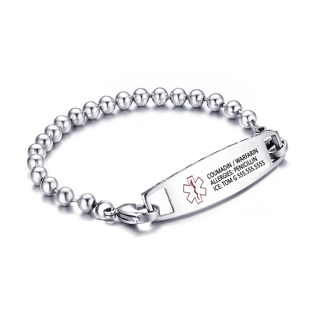 Medical Alert Bracelet - Titanium Steel Personalised Medical ID Bracelet, Unisex Medical Bracelet - Engraved Memories