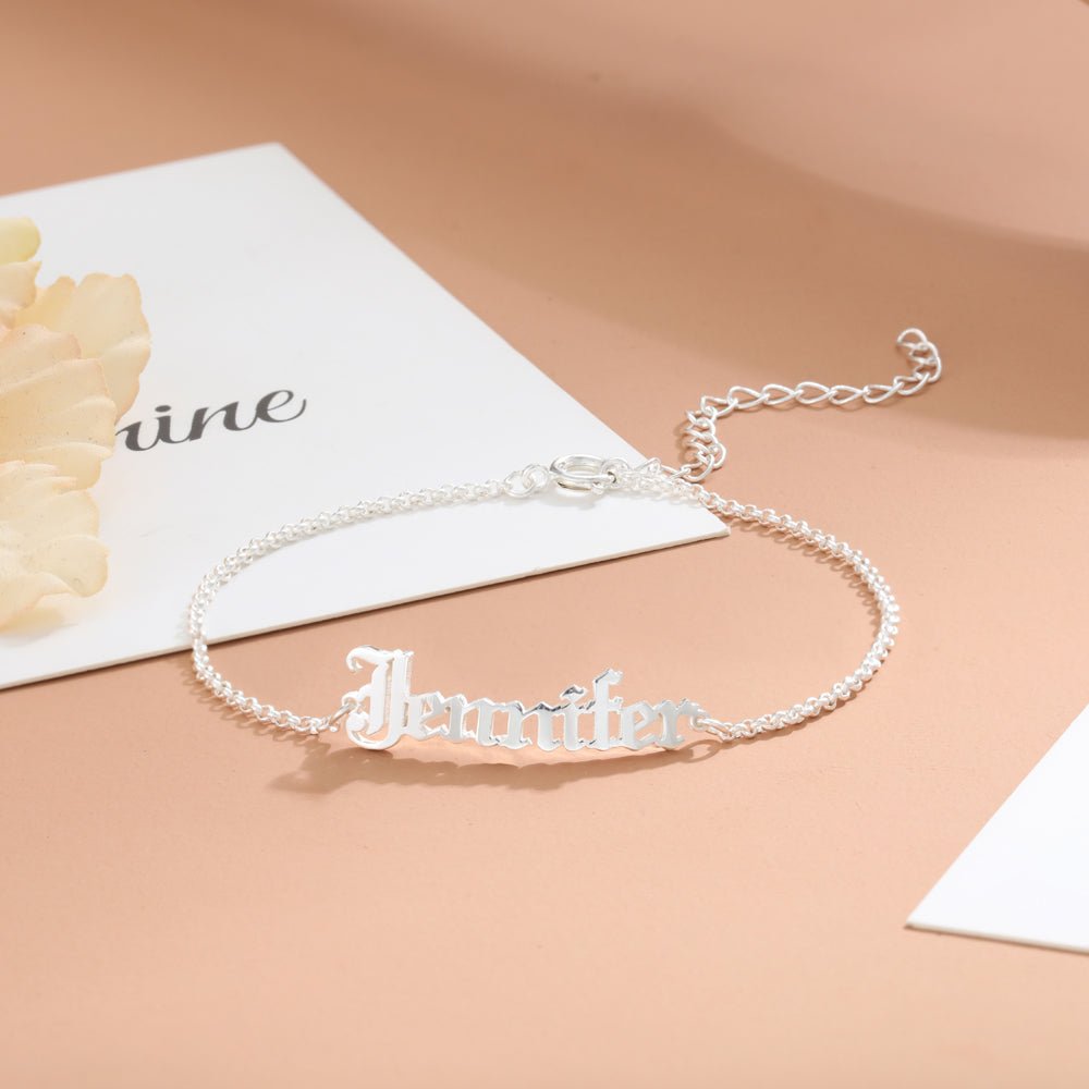 Name Bracelet, Cutout Name Bracelet, Sterling Silver Bracelet, Ladies Jewellery - Engraved Memories