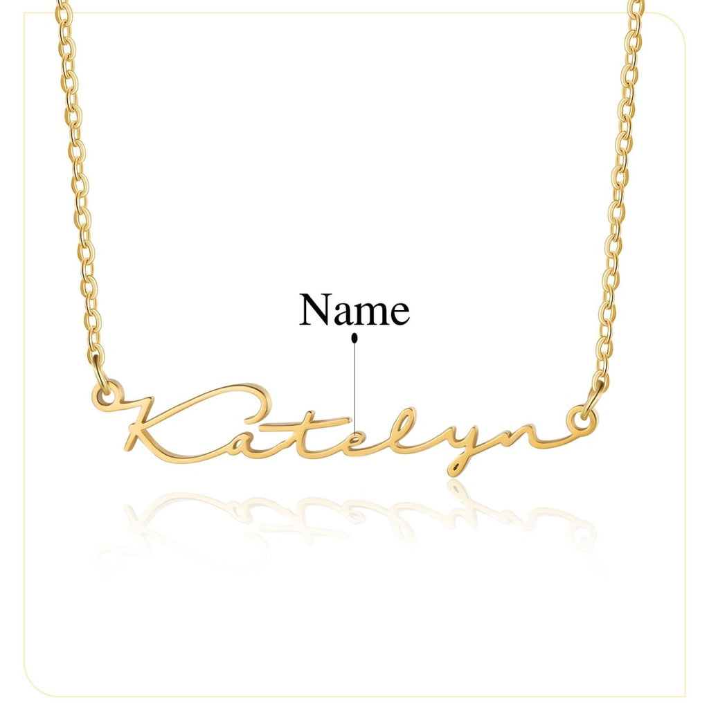 Personalized cursive name necklace, dainty design, gold/rose gold/white gold plated, 40+5cm, 3g.
