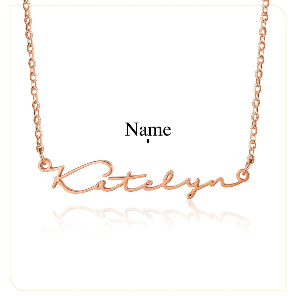 Personalized cursive name necklace, dainty design, gold/rose gold/white gold plated, 40+5cm, 3g.
