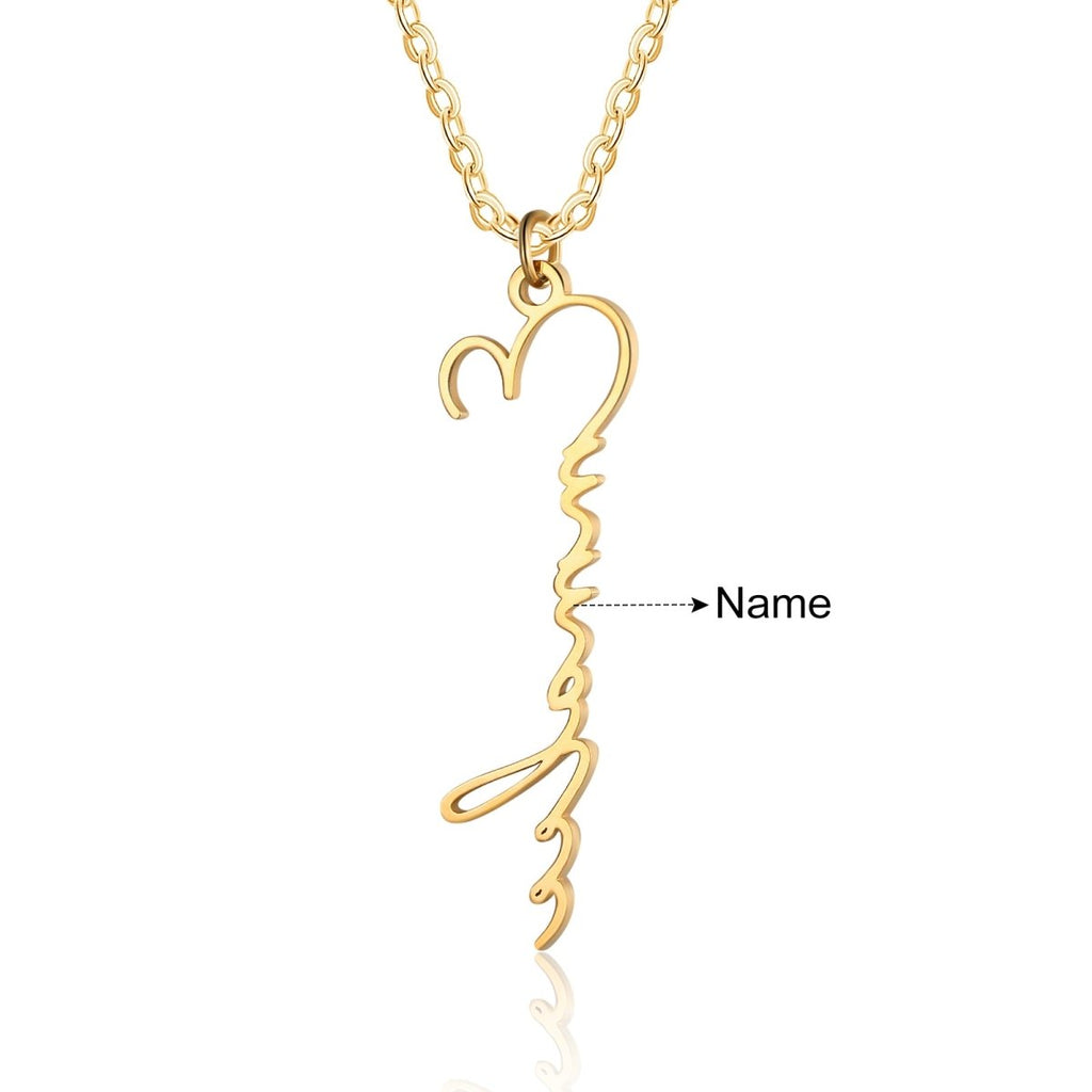 Custom cut cursive name necklace, dainty pendant, white gold/gold/rose gold plated, 44+5cm, 2.7g.