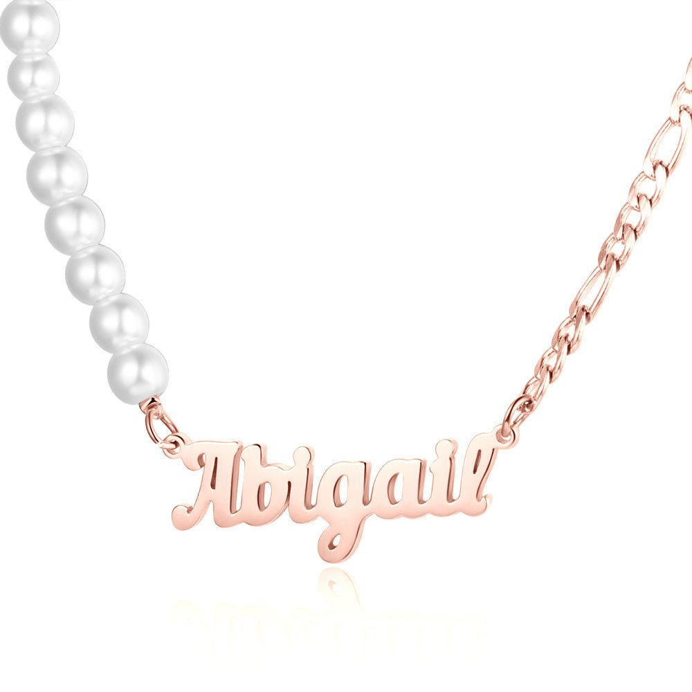 Name Necklace with Pearls, Personalised Name Pendant, Ladies Gift, Mother's day Gift, Birthday Gift - Engraved Memories