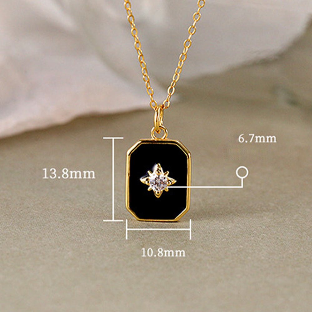 Minimalist Octagram Necklace in sterling silver, 40+6cm chain, 2.65g, available in black or white.