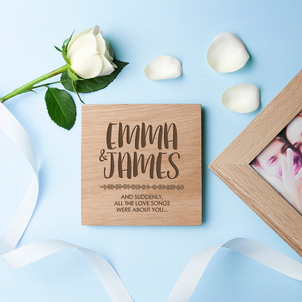 Personalised All About You Oak Photo Cube - Engraved Memories