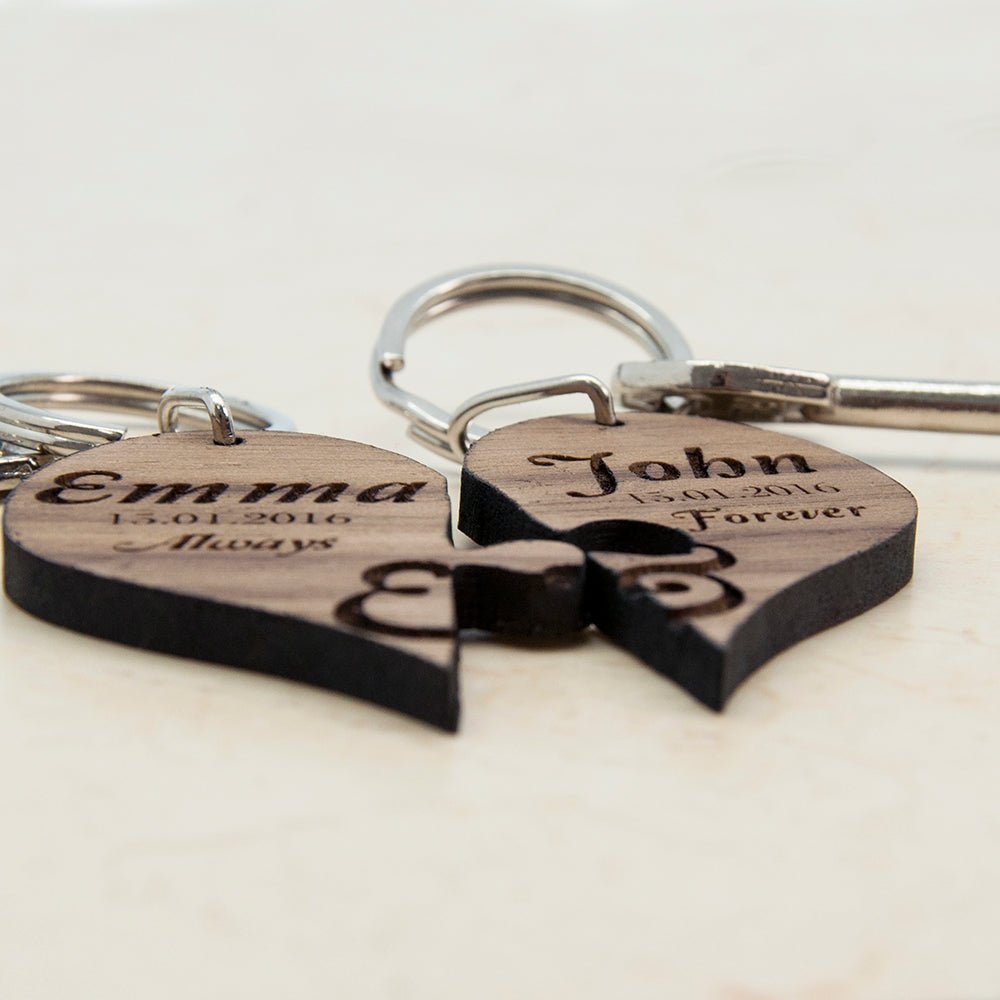 Personalised Always & Forever Couples' Jigsaw Keyrings - Engraved Memories