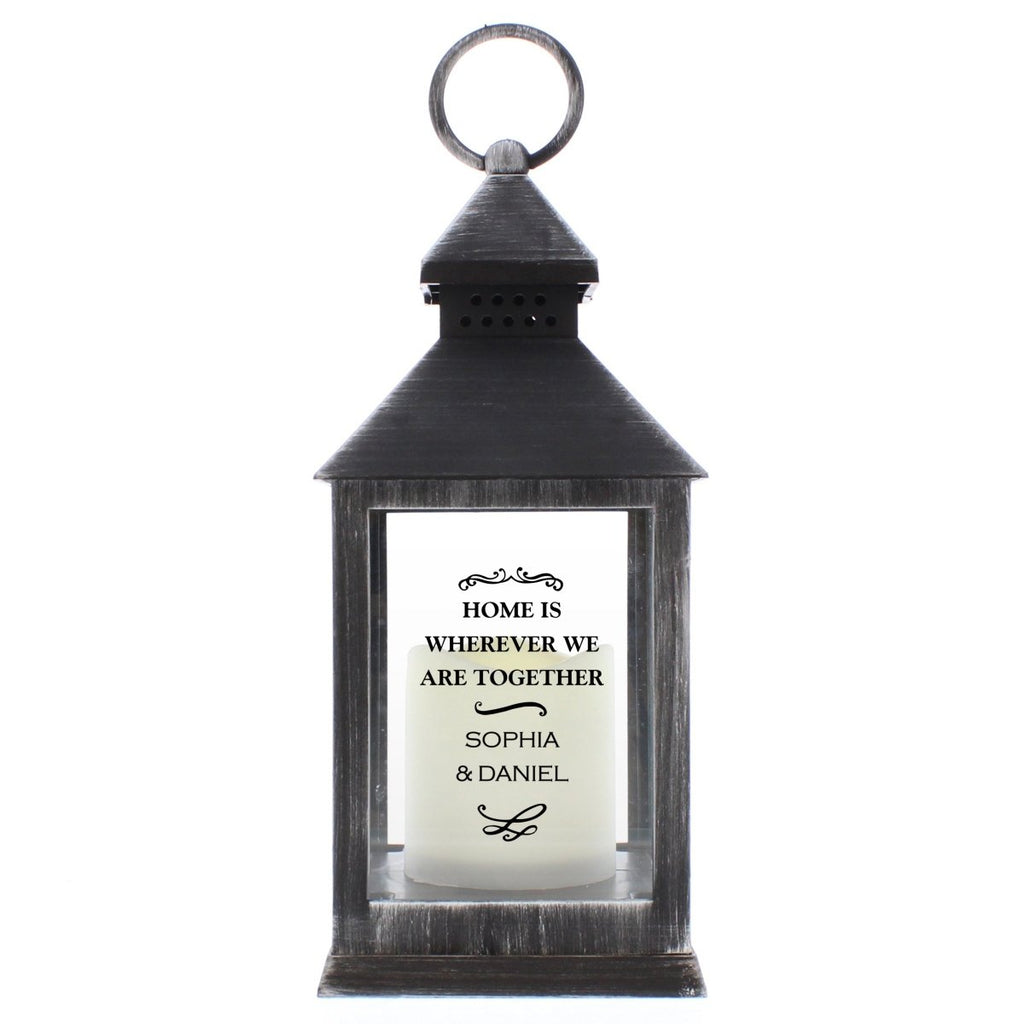 Personalised Antique Scroll Rustic Black Lantern - Engraved Memories