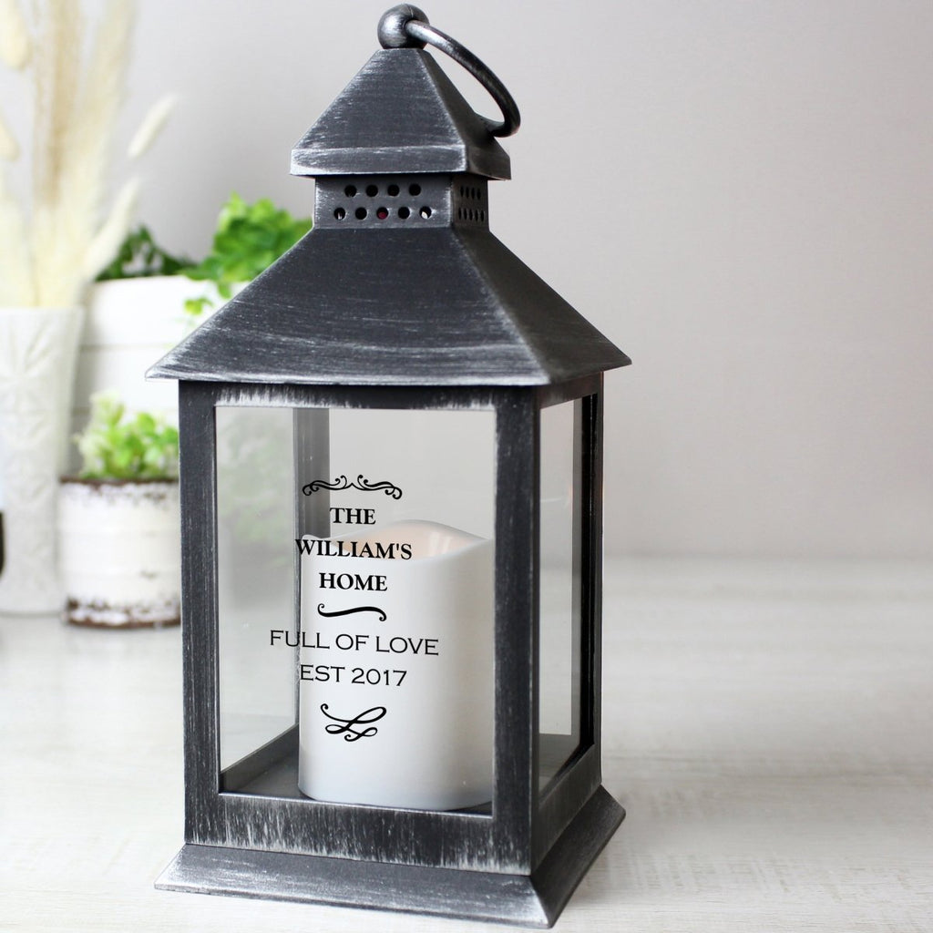 Personalised Antique Scroll Rustic Black Lantern - Engraved Memories