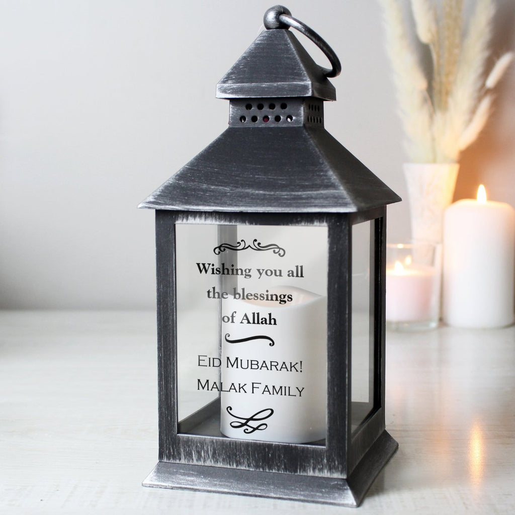 Personalised Antique Scroll Rustic Black Lantern - Engraved Memories